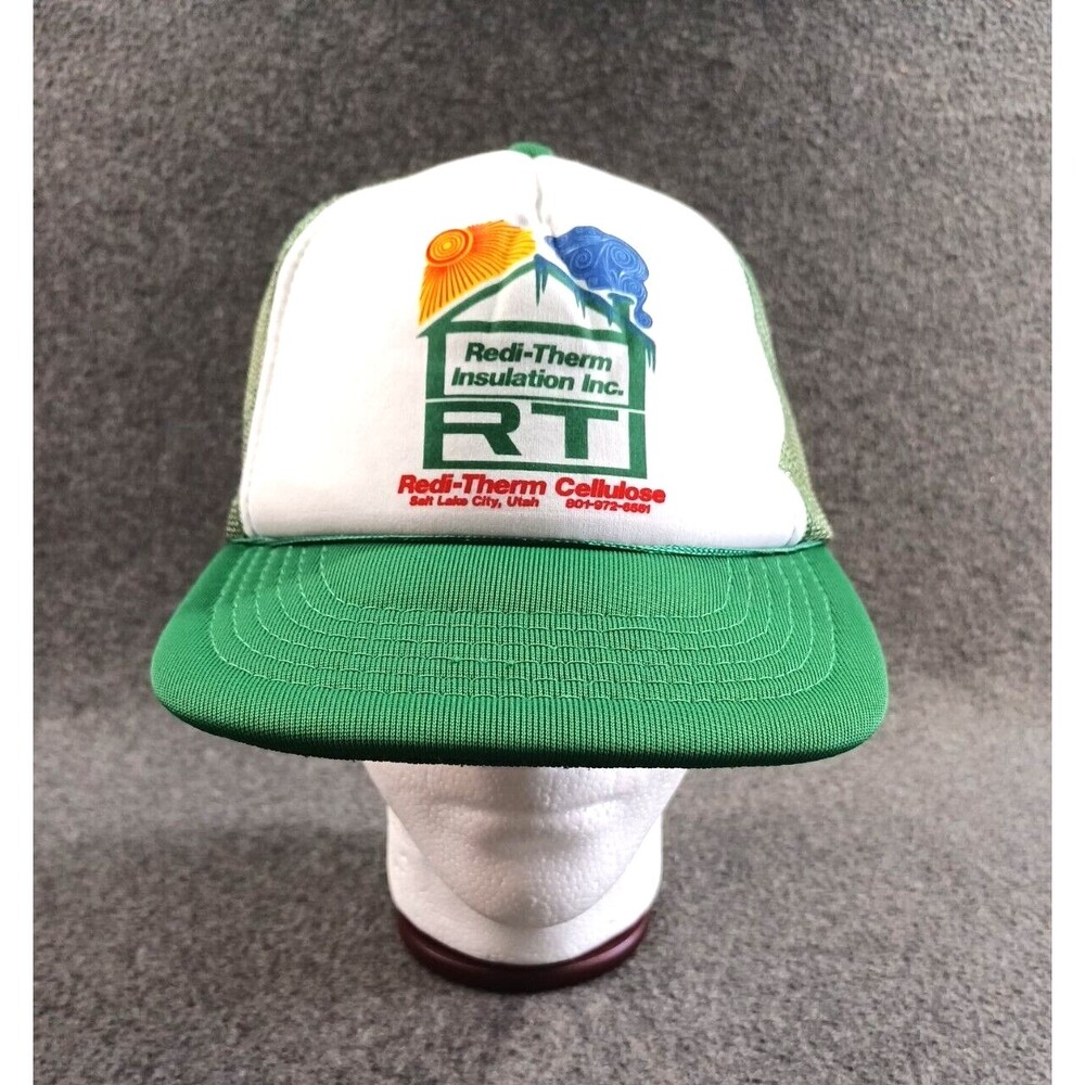 Vintage Trucker Mesh Hat Green/White Readi-Therm Insulation Inc